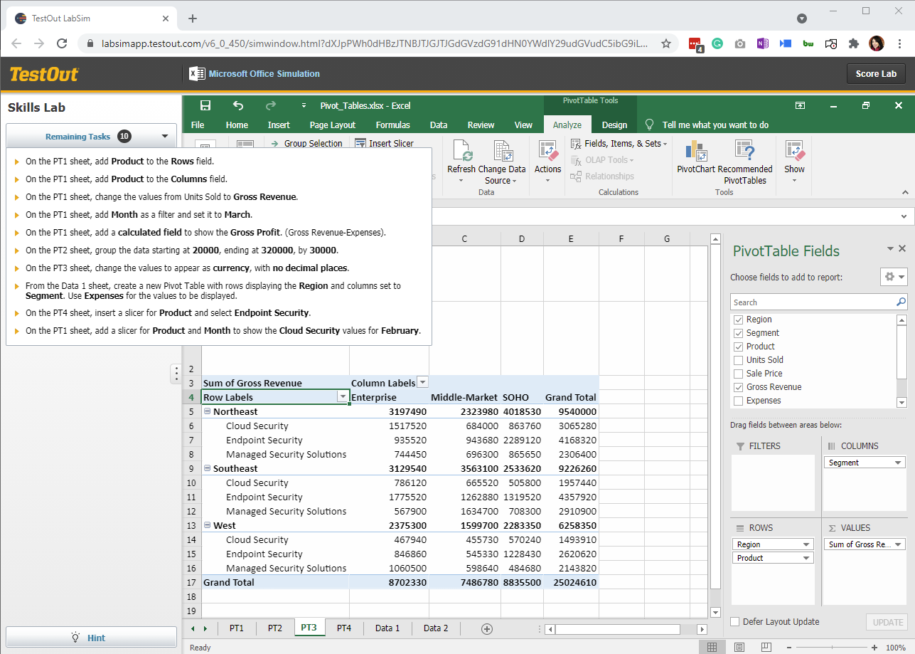 testout-expert-microsoft-excel-keep-me-informed